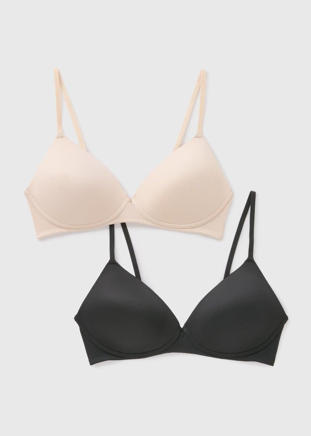 2 Pack Black & Nude Non-Wired First Bras Set - Image 1