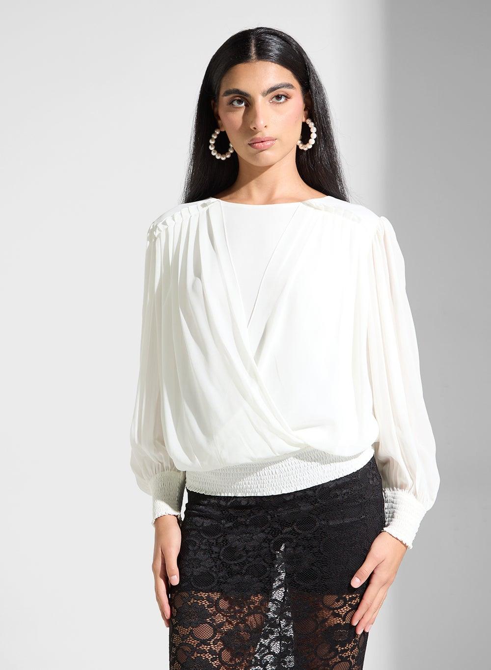 Elegant Long Sleeve Modest Blouse in Premium Polyester - Image 1