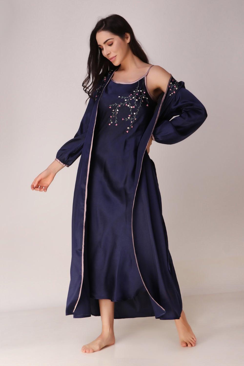 Audrey Embroidered Robe & Slip Gown Set - Image 1