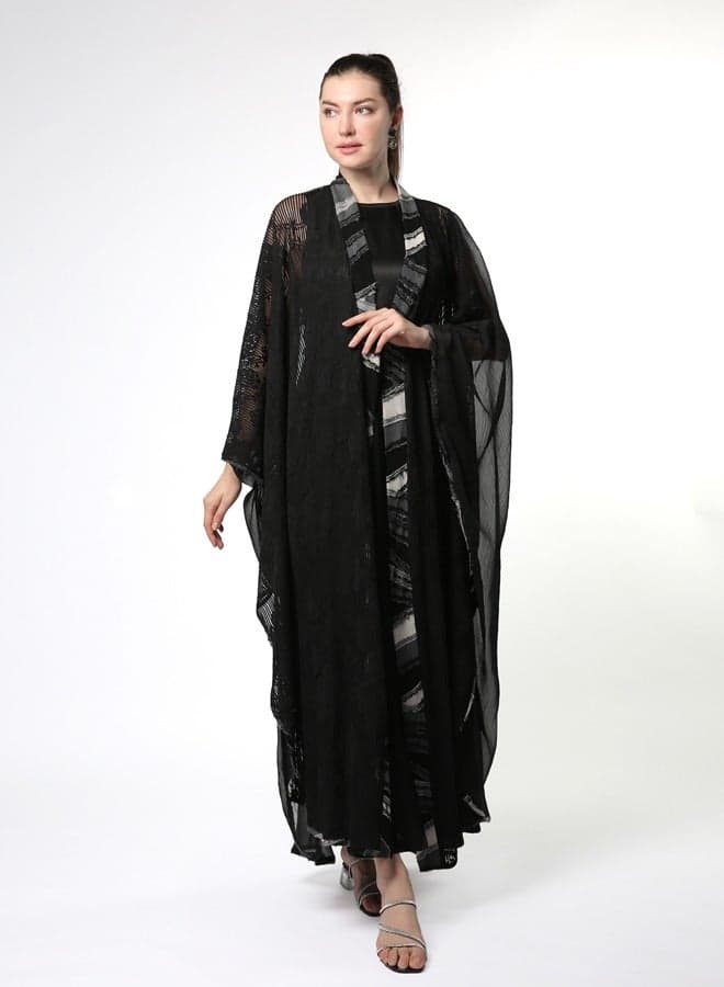 Embroidered Butterfly Kimono Abaya Elegance - Image 1