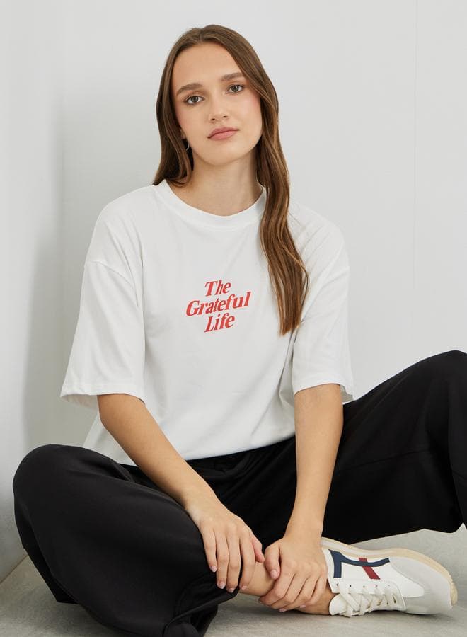Take Two Slogan Oversized Cotton T-Shirt - Image 1