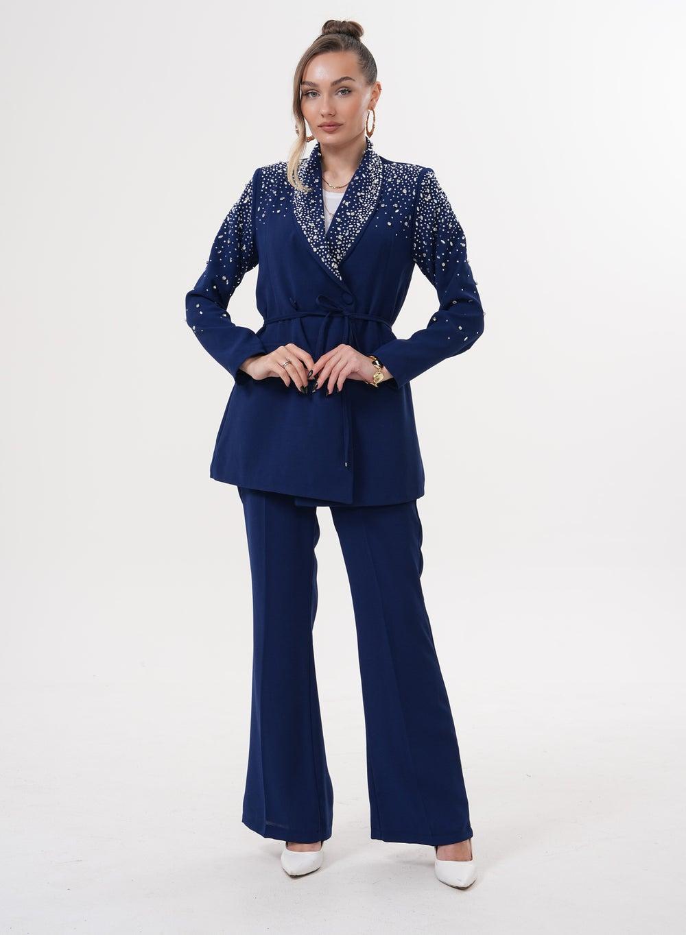 Sapphire Stardust Embellished Power Suit Set - Image 1