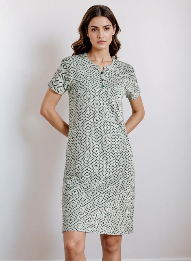 Printed Knee-Length Night Dress for Effortless Comfort - Image 1