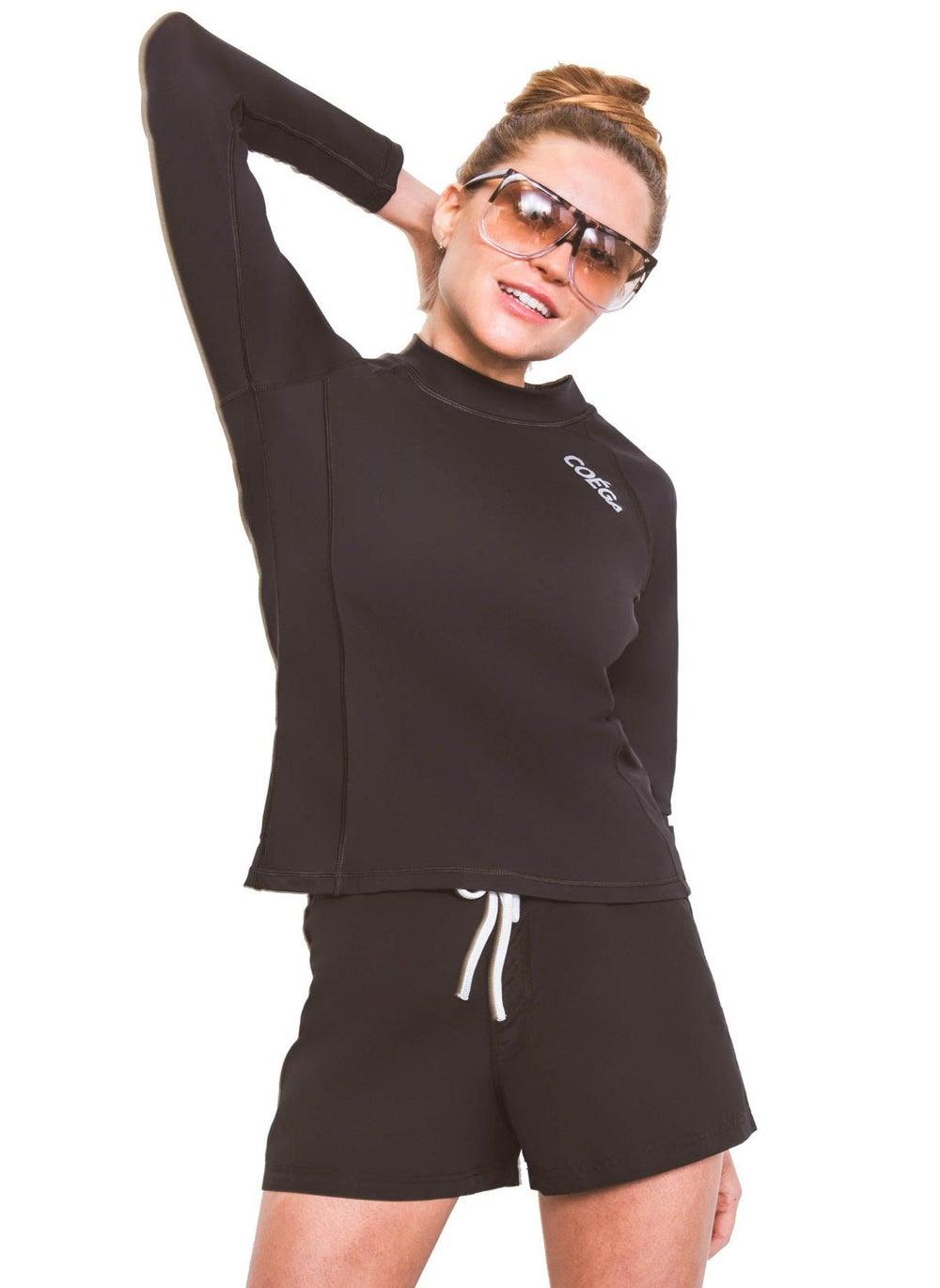 COEGA Ladies Long Sleeve Black Rashguard - Image 1