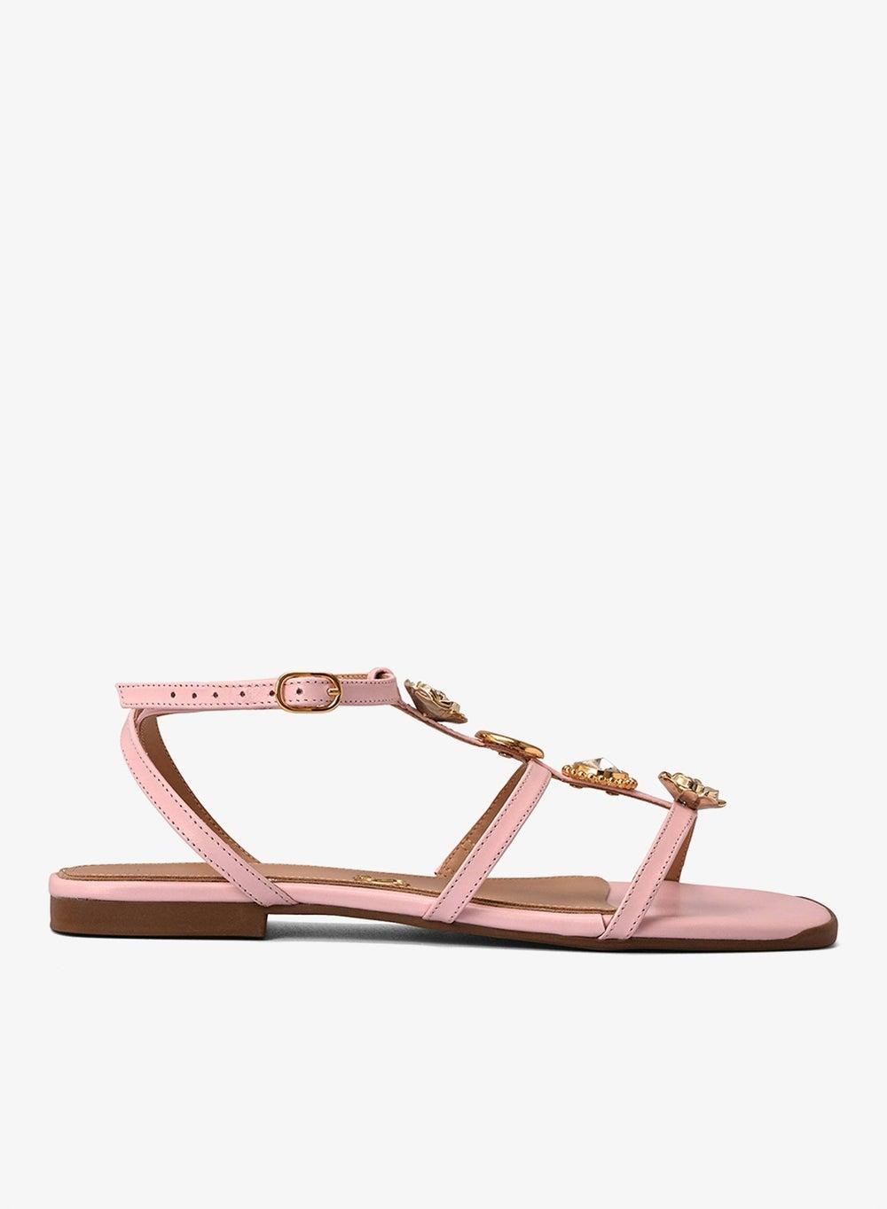 Pink Lily Flat Metal Accent Sandals - Image 1