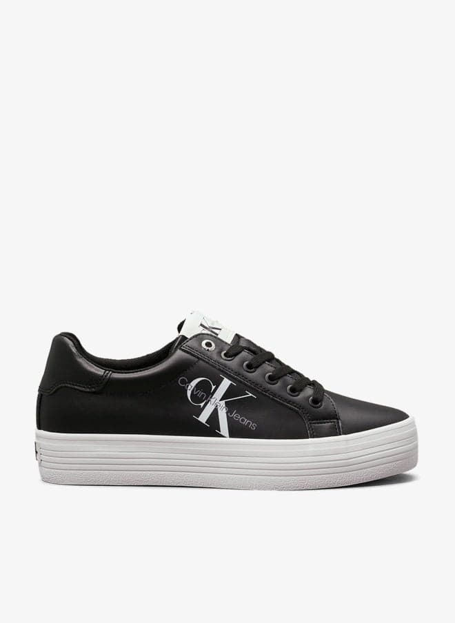 Leather Platform Sneakers with Recycled Lining - Image 1