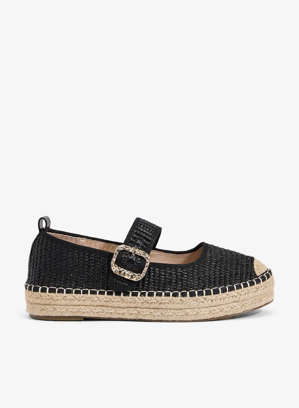 Tisca Black Raffia Flatform Espadrilles - Image 1