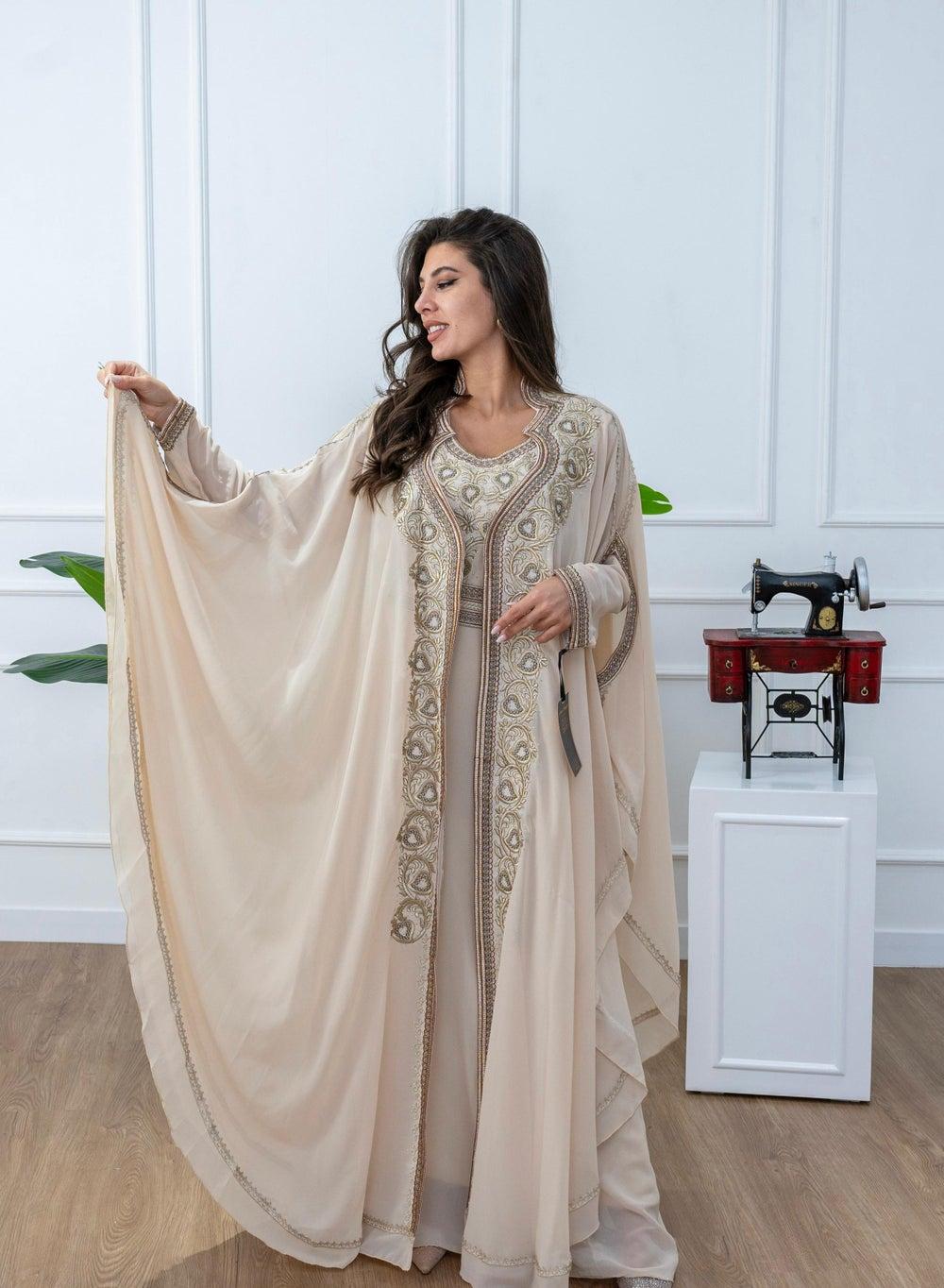 Elegant Chiffon Arabian Kaftan Dress - Image 1