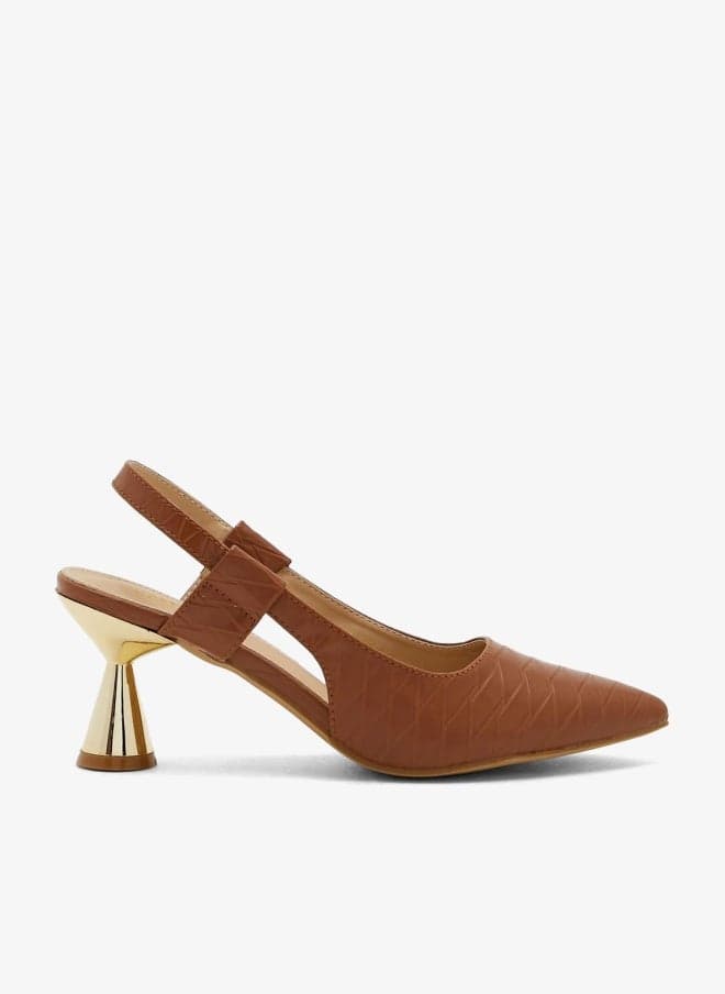 Criss Cross Print Pointed Slingback Pump - Image 1