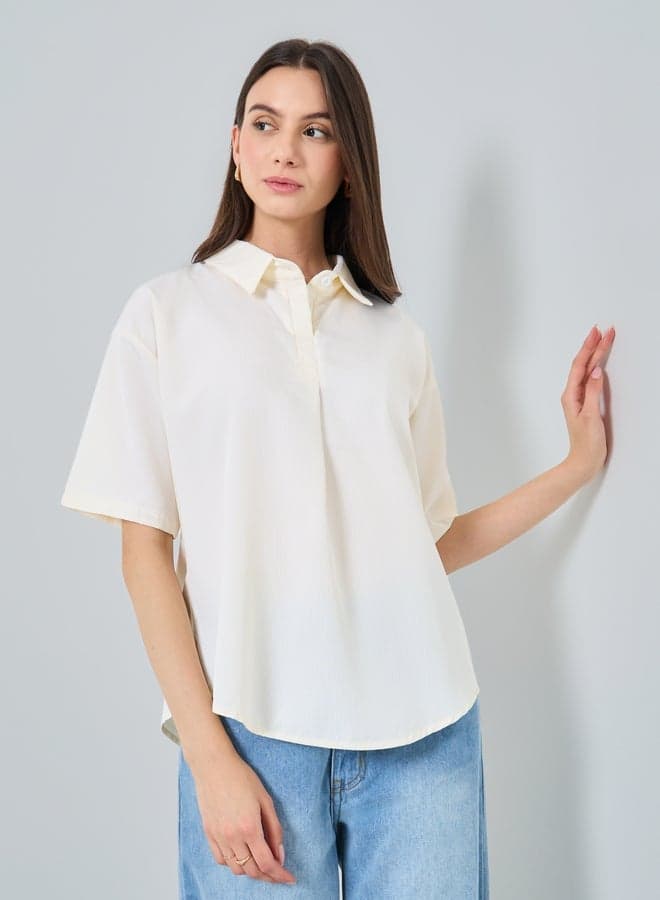 Take Two Oversized Spread Collar Blouse - Image 1