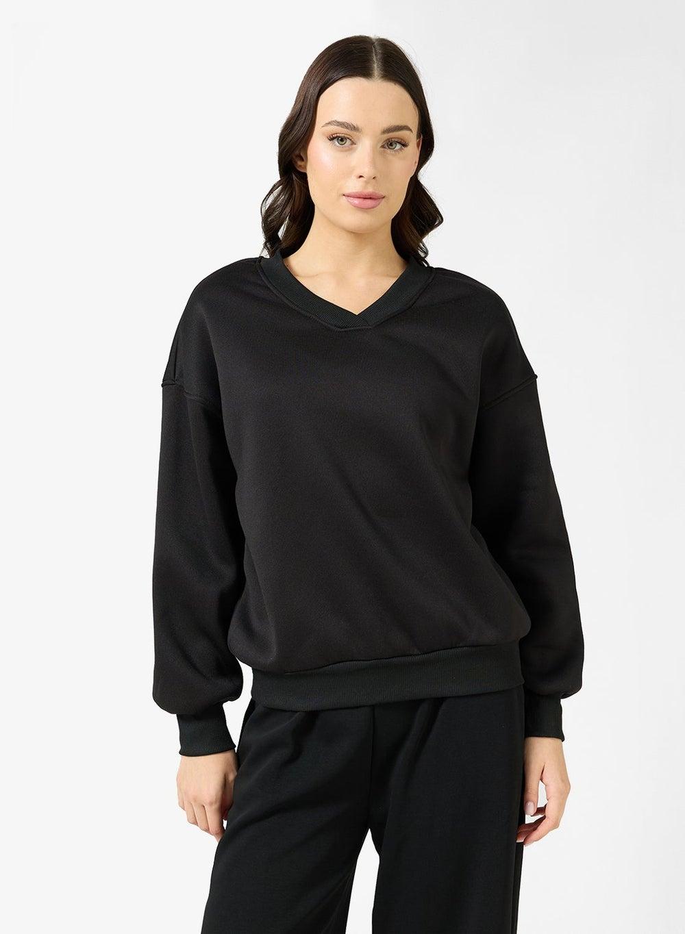 Soft Touch Oversized V-Neck Sweatshirt - Image 1