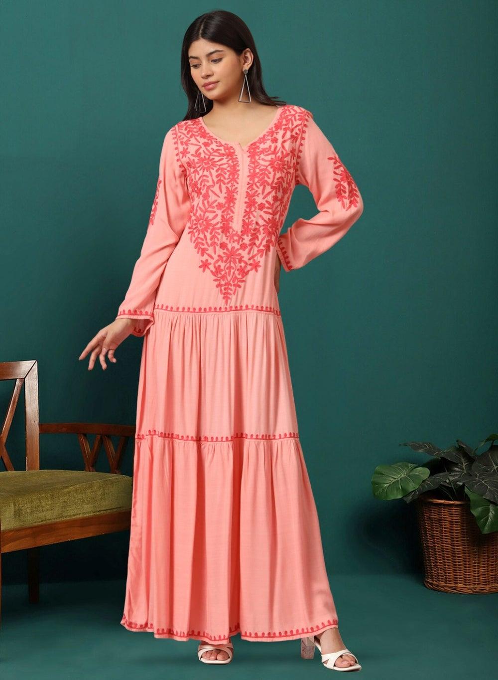 AL3942 Lucknowi Chikankari Cotton Jalabiya - Image 1