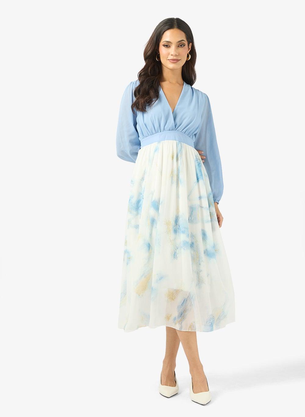 Elegant Floral Print Midi Dress for Women - Image 1