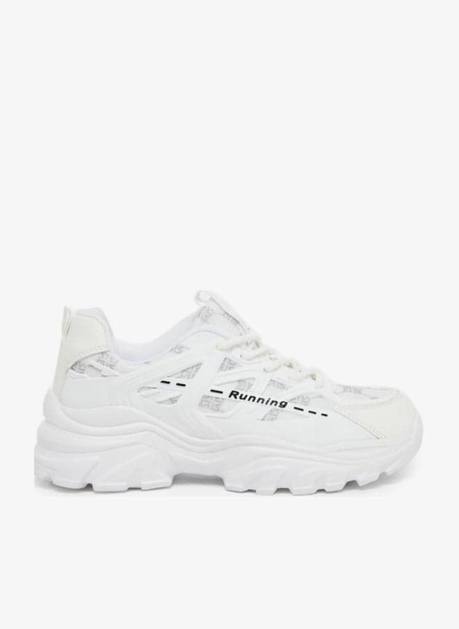 Chunky Textured Sole Lace-Up Sneakers - Image 1