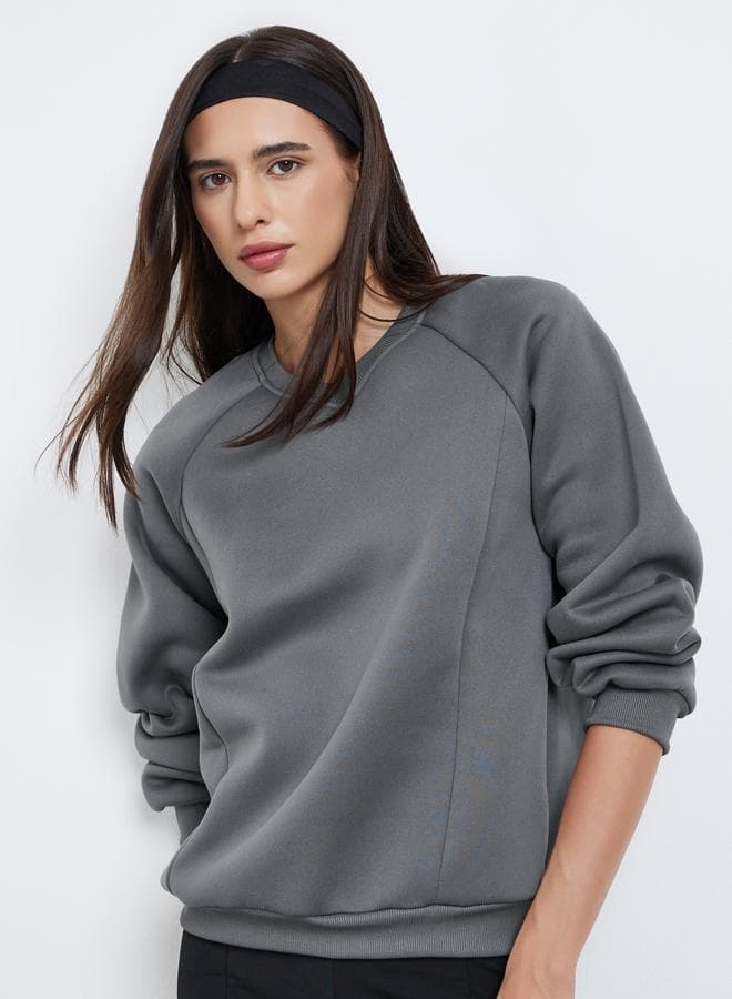 Take Two Grey V-Neck Regular Fit Sweatshirt - Image 1
