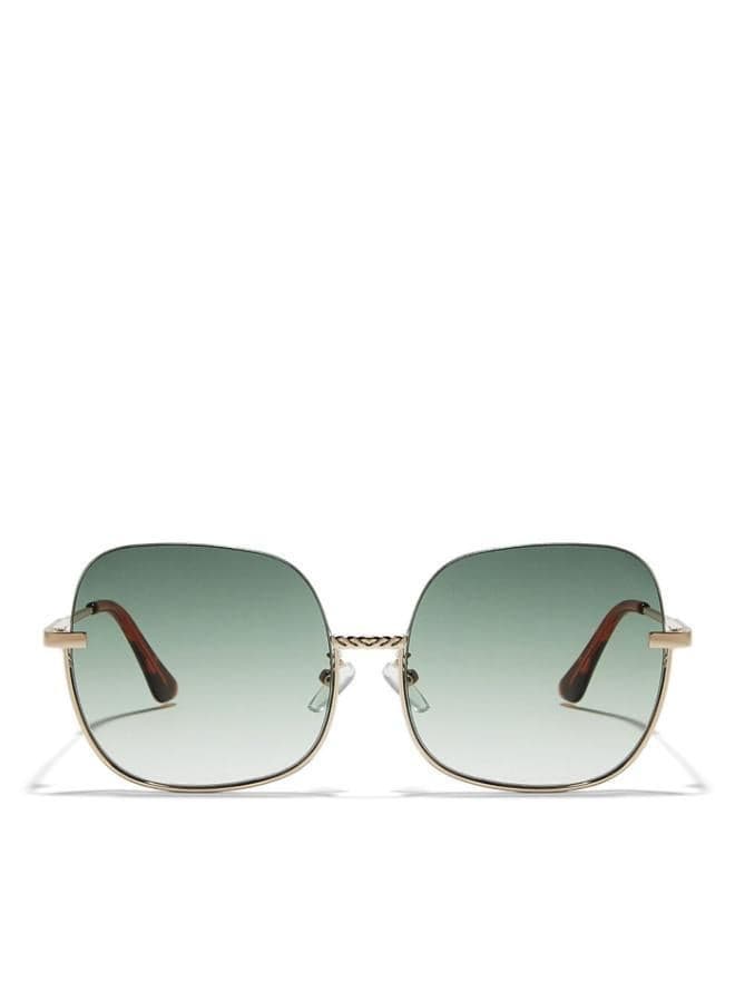 GEO Japanese Gold Metal Sunglasses with Green Lenses - Image 1