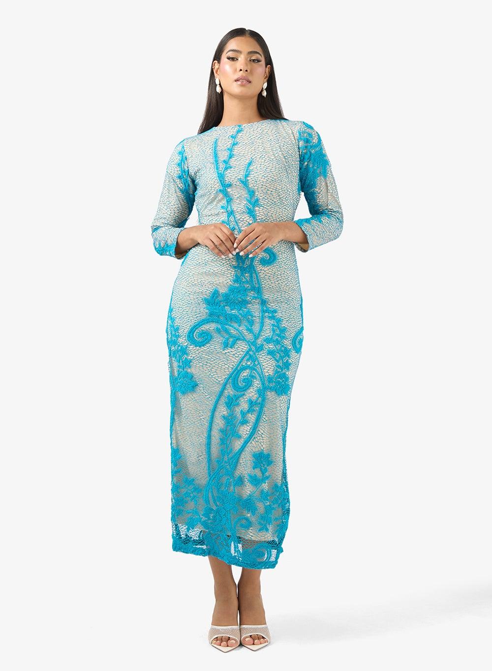 Elegant Lace Overlay Maxi Dress - Image 1