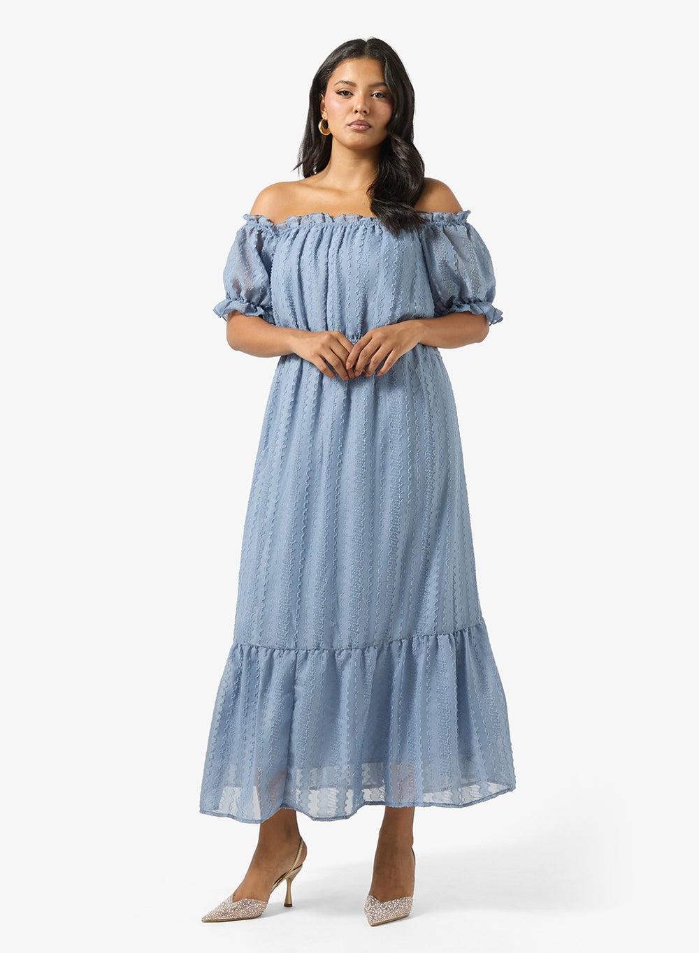 Elegant Off-Shoulder Midi Dress for Modern Evenings - Image 1