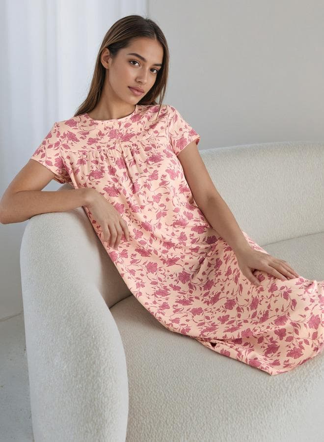 Elegant Floral Print Night Dress for Women - Image 1