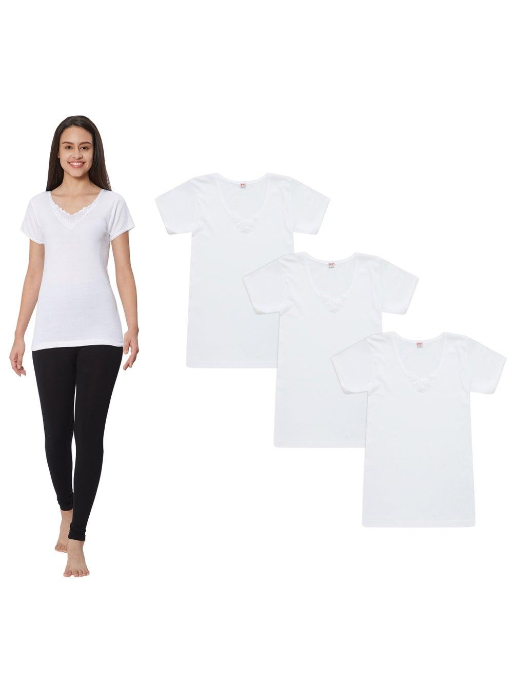 BYC Women’s Combed Cotton Undershirt Pack of 3 White - Image 1