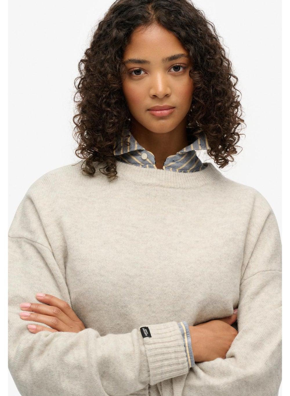 Slouchy Crew Neck Jumper with Brushed Lining - Image 1