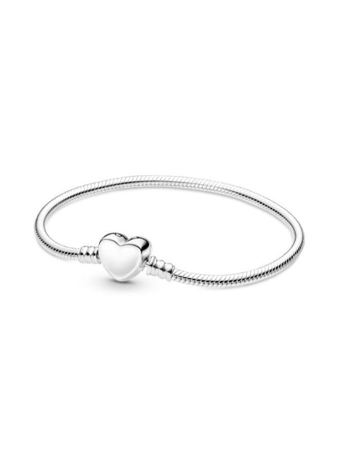 Pandora Engravable Heart Clasp Snake Chain Bracelet - Image 1