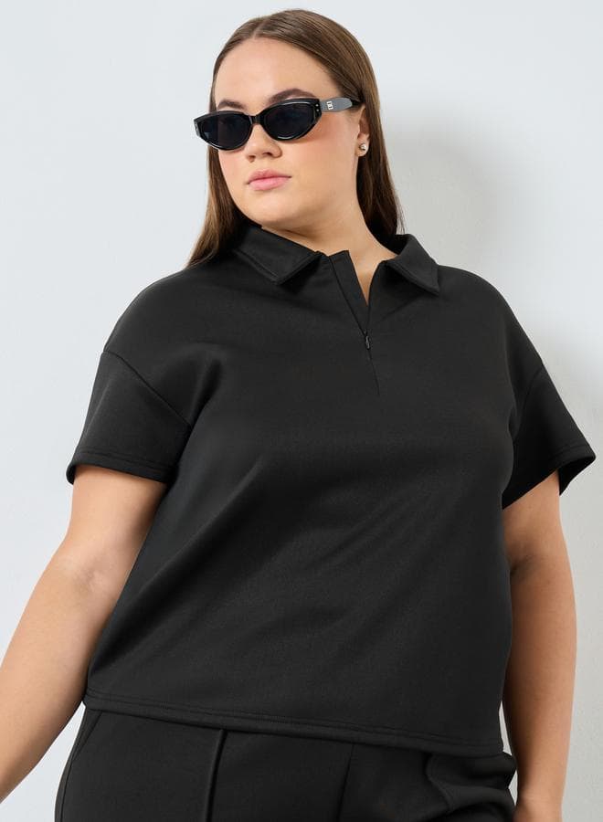 Styli Women Plus Size Black Classic Polo T-Shirt - Image 1