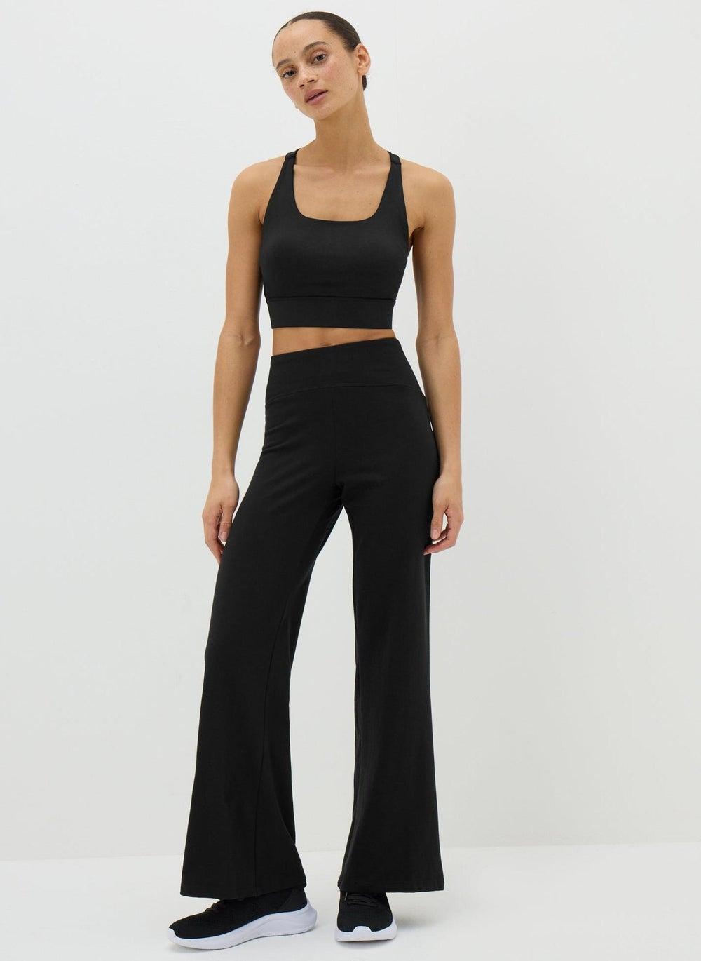 Black Bootleg Cotton Blend Jogging Bottoms - Image 1