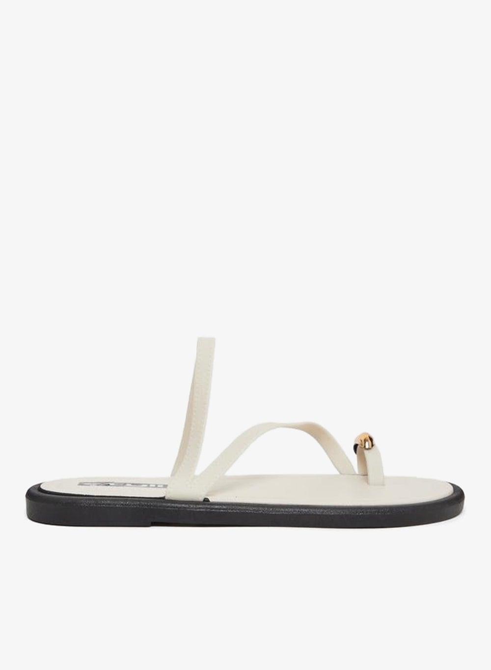 Styli White Toe Ring Flat Sandals - Image 1