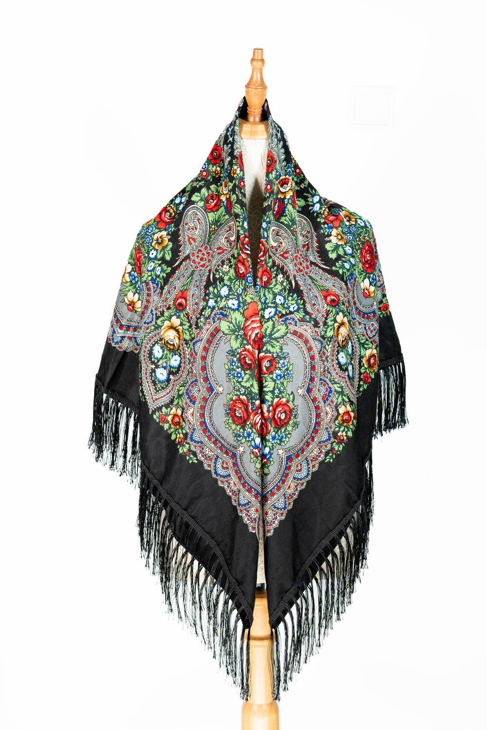 Kira Cotton Tassel Shawl – Eastern European Elegance - Image 1