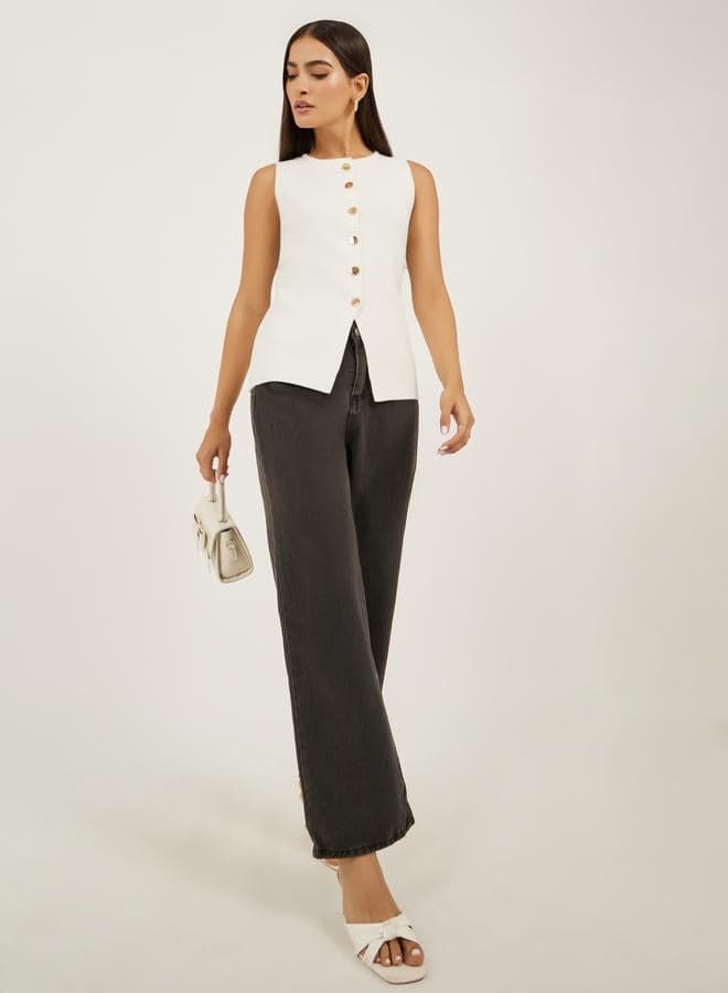 Styli Mid Rise Light Wash Straight Leg Jeans - Image 1