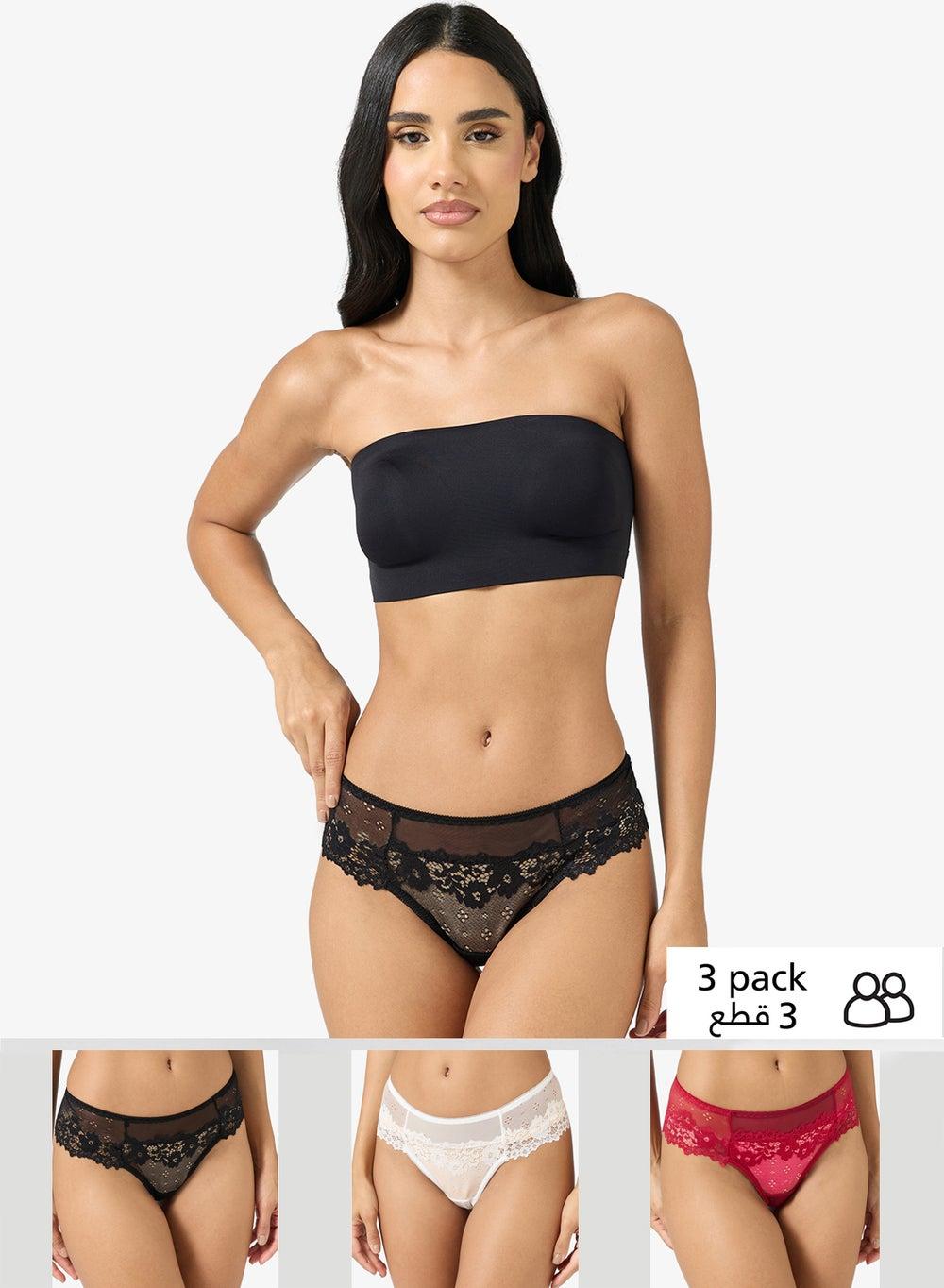 3 Pack Cheeky Lace Brief Set - Image 1