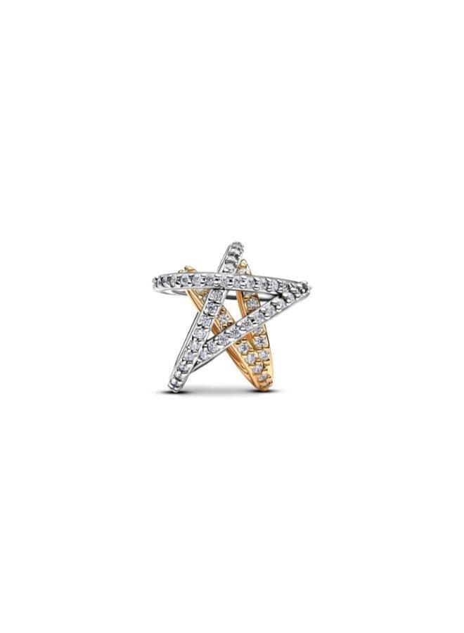 Sparkling Crossover Star Charm in Silver & Gold - Image 1