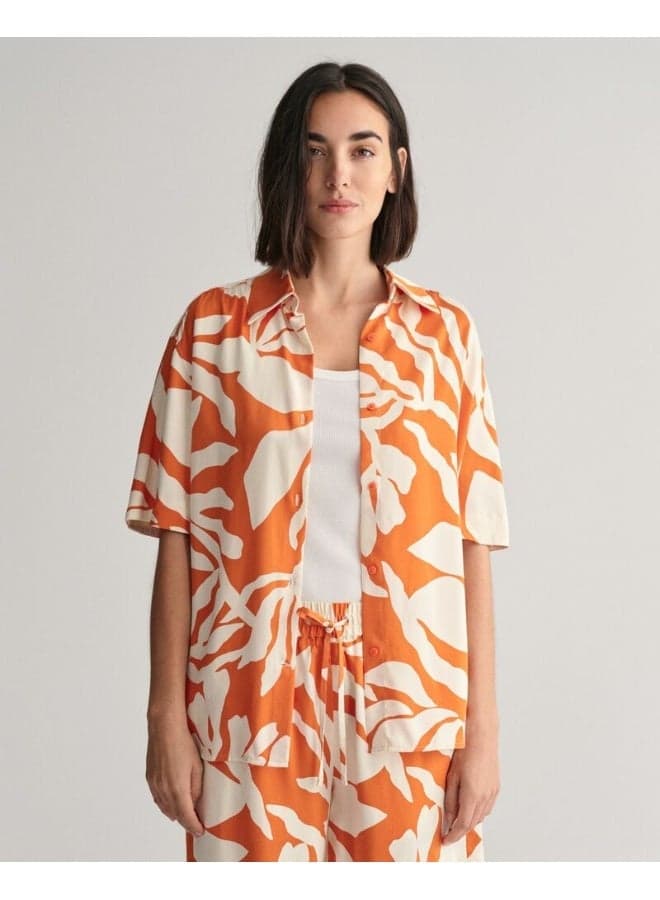 Relaxed Palm Print Short Sleeve Shirt - Image 1