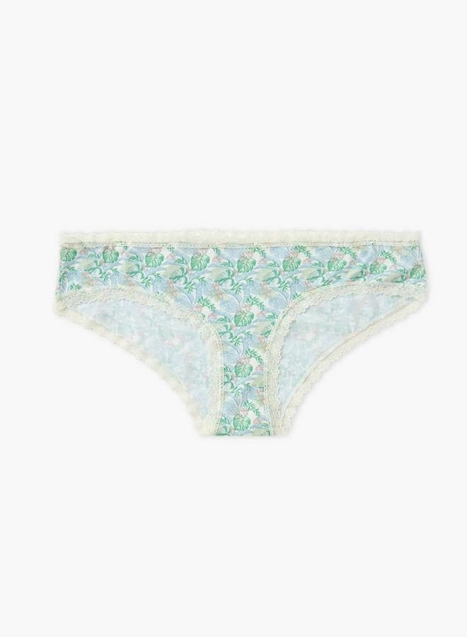 Floral Print Bikini Briefs with Soft Elastic Waistband - Image 1