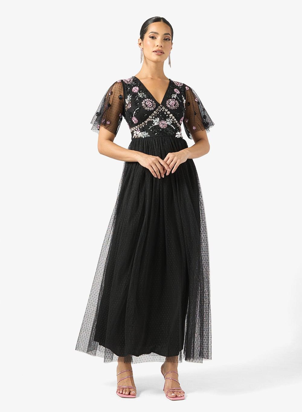 Celestial Embbellished High Neck Maxi Dress - Image 1