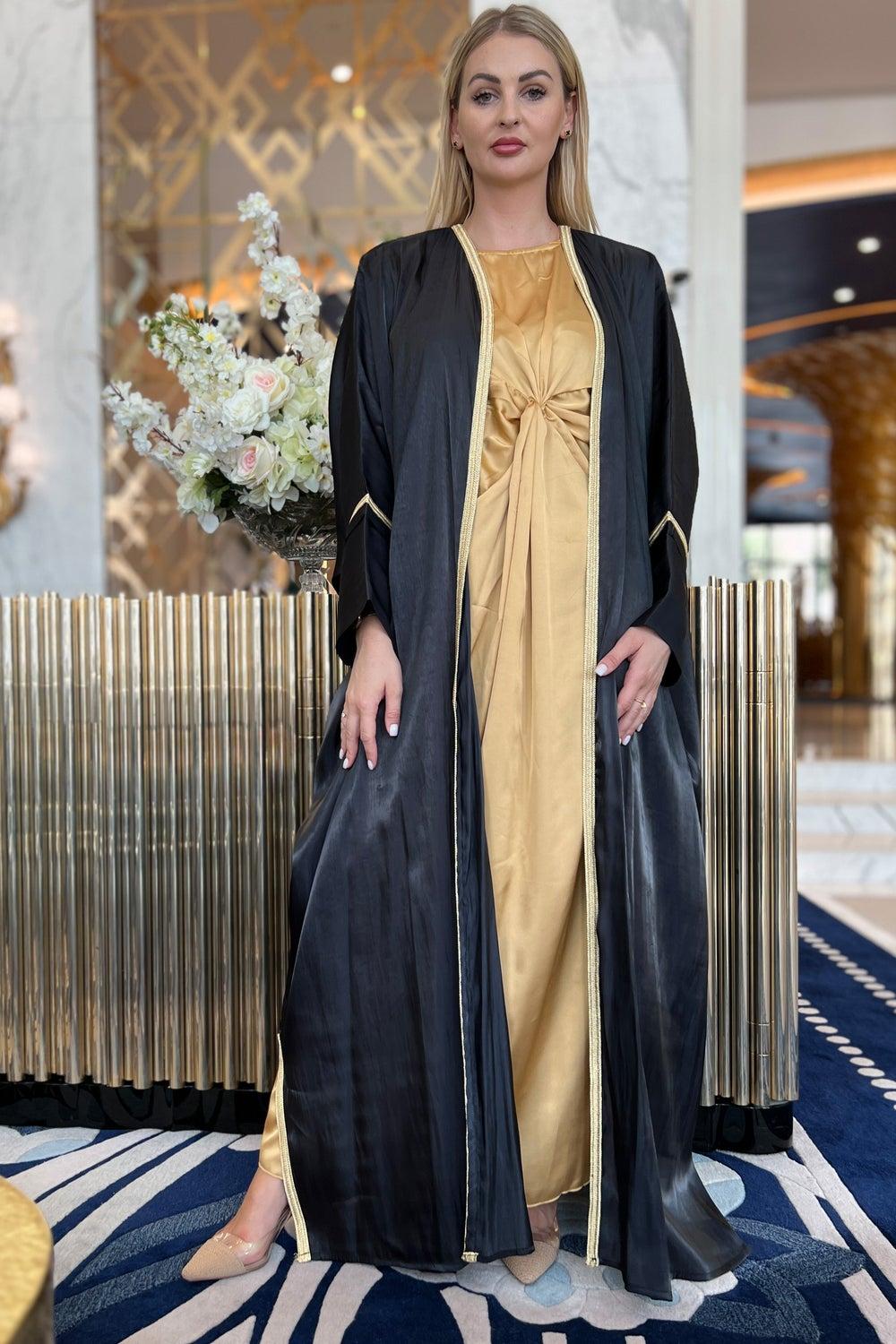 Shimmer Cape Sleeve Bisht Abaya Set - Image 1