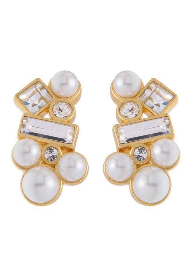 Zoroya Pearl Stud Earrings in Gold-Tone Setting - Image 1