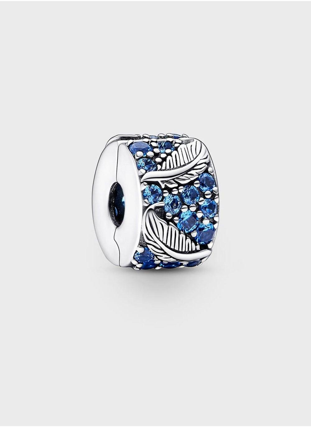Pandora Curved Feather Pavé Sterling Silver Charm - Image 1