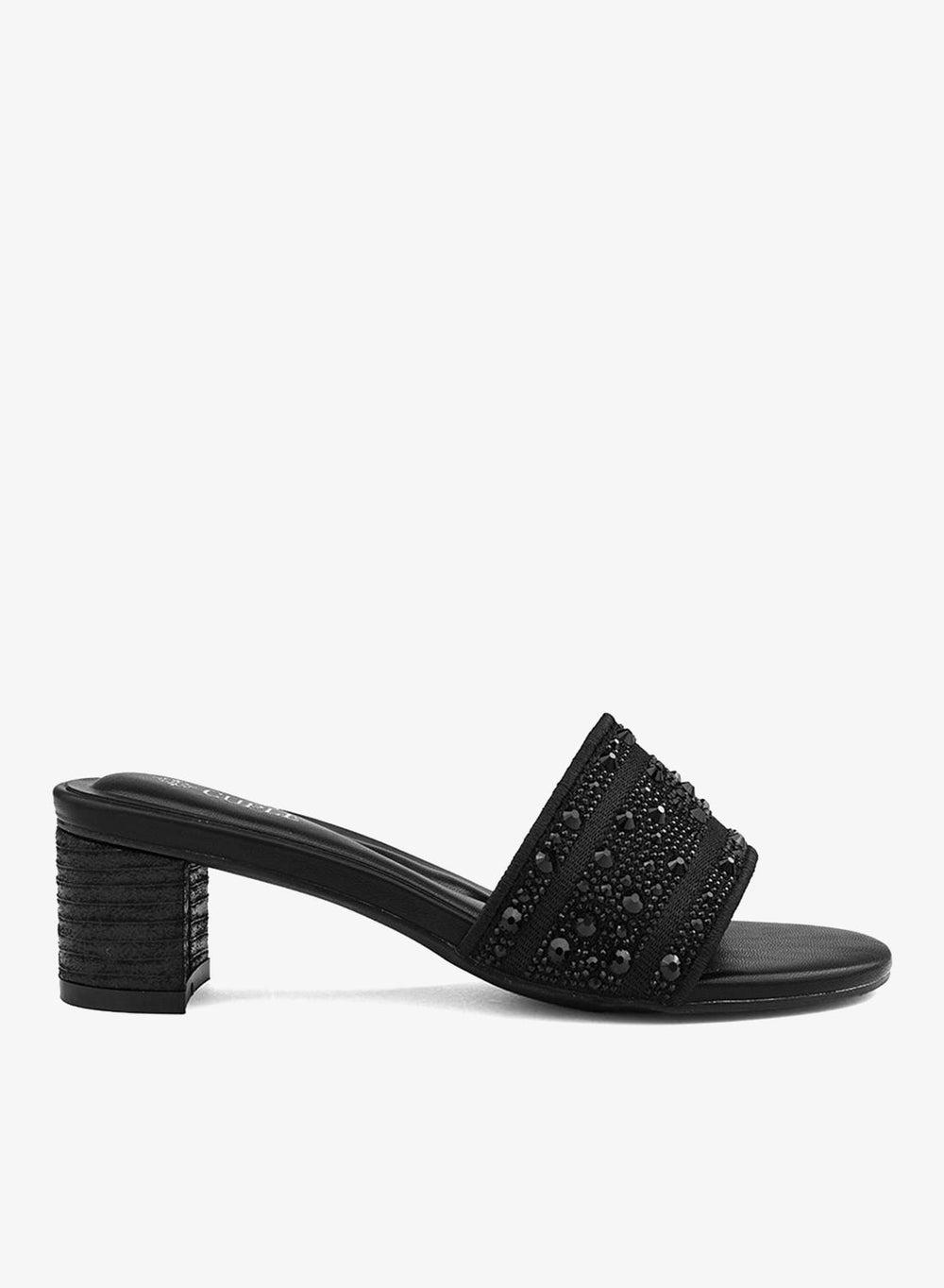 Embellished Beaded Slip-On Flat Sandals for Women - Image 1