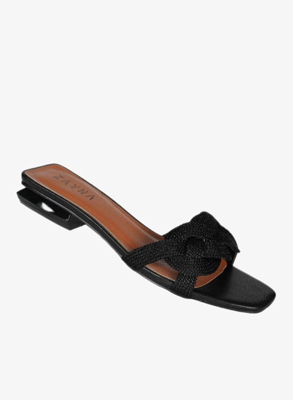 Zayna 221-22 Square Toe Black Ladies Sliders - Image 1