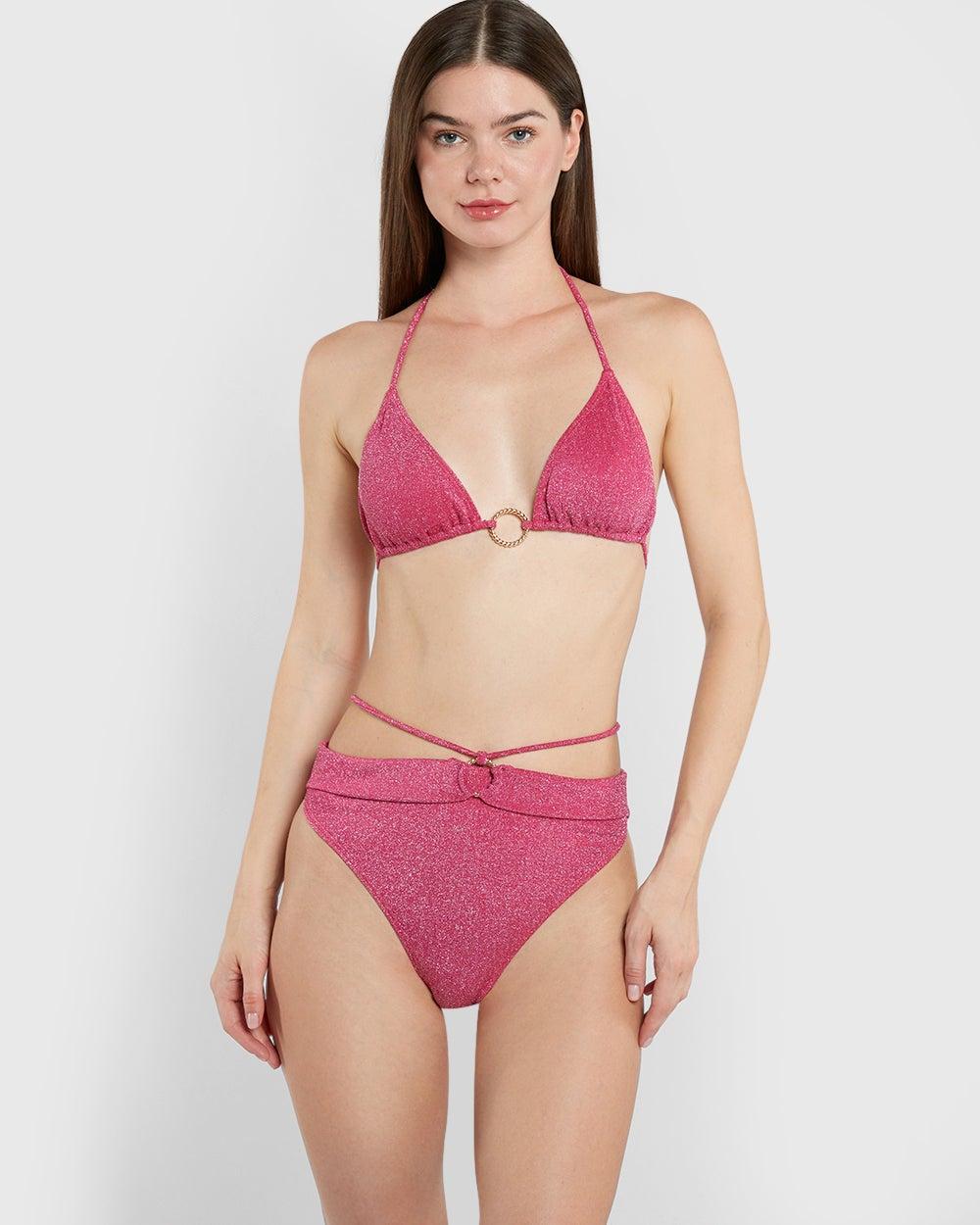 Isla & Evie Hot Pink Triangle Bikini Top - Image 1