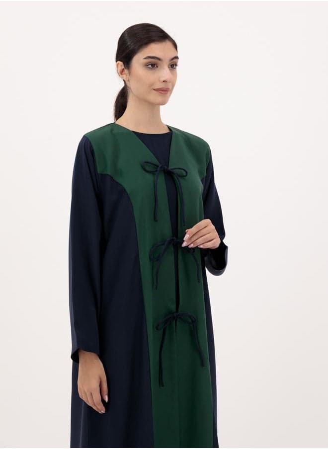Front Open Tie Abaya with Coordinated Sheila - Image 1
