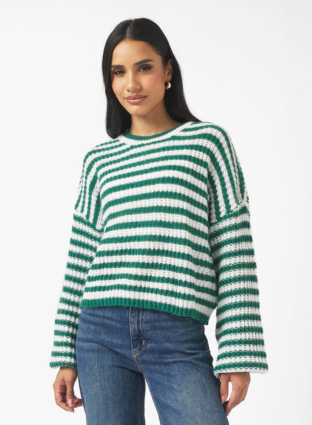 Oversized Stripe Knit Sweater for Effortless Luxury - Image 1