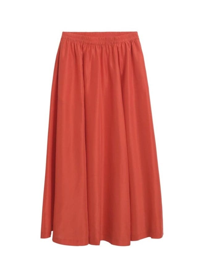 Habotai Silk Midi Skirt with Elastic Waist - Image 1