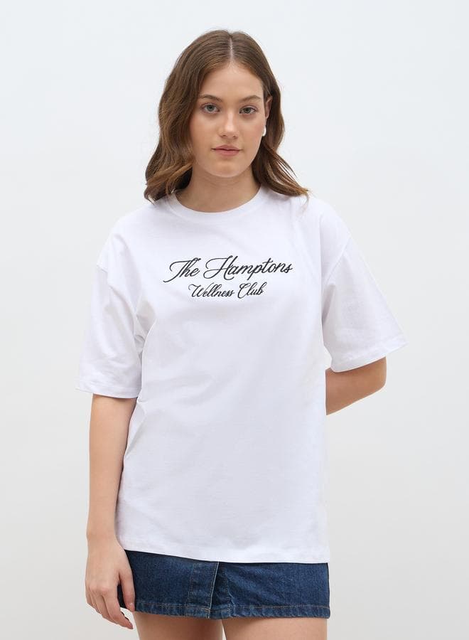 Oversized Slogan Print Statement T-Shirt - Image 1