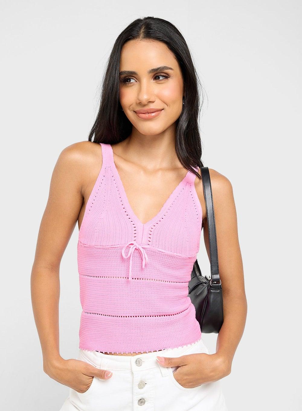 Elegant Knitted Crochet Tank Top - Image 1