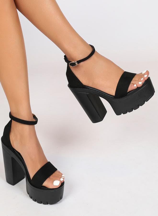 Sneak-a-Peek Platform Heel Sandals with Ankle Strap - Image 1
