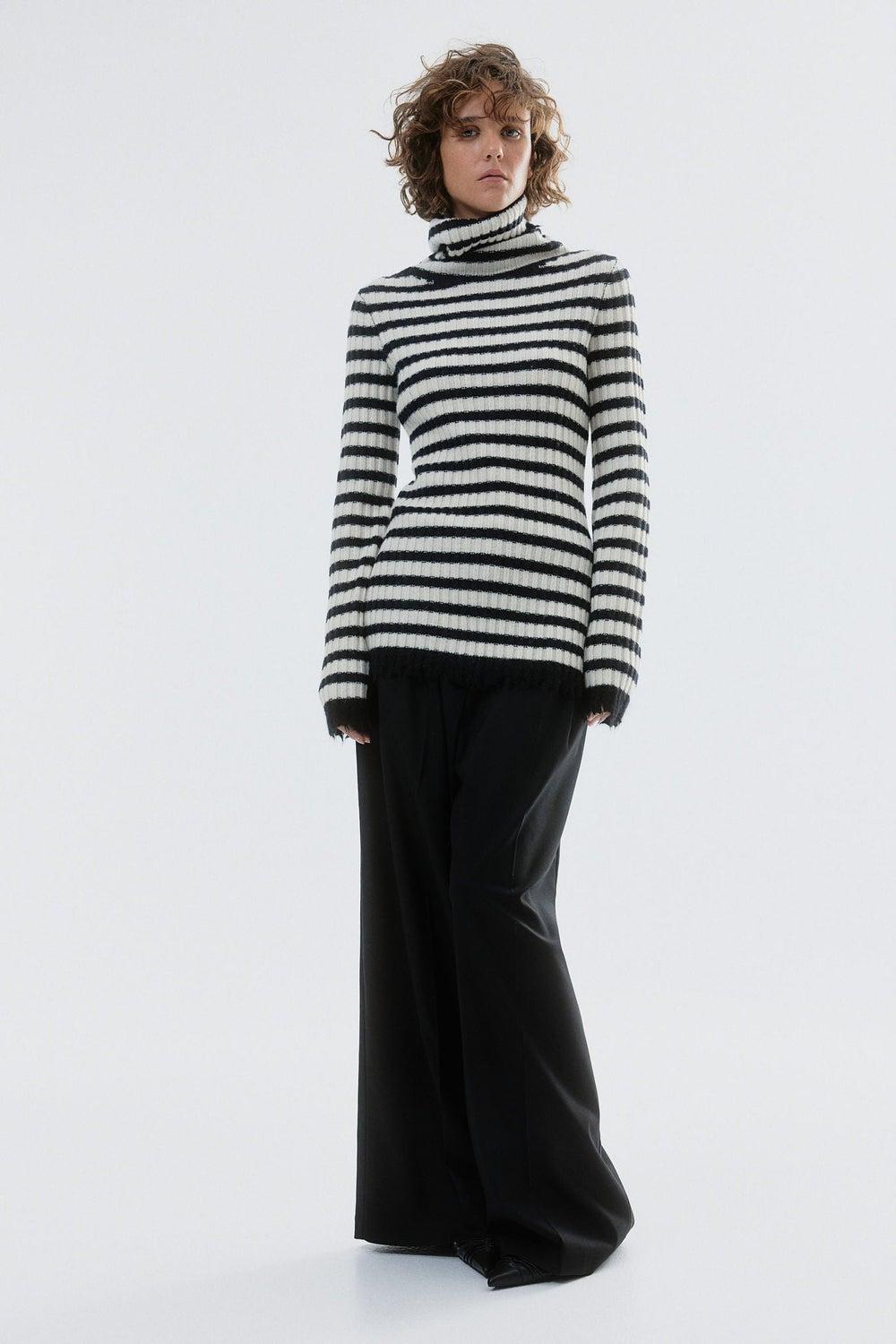 Rib-Knit Polo-Neck Wool Jumper in Soft Brushed Finish - Image 1