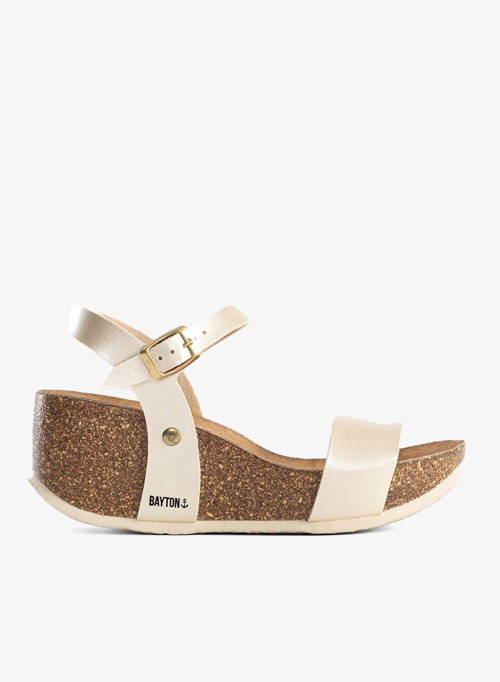 Toledo Strappy Mid Heel Cork Wedges - Image 1